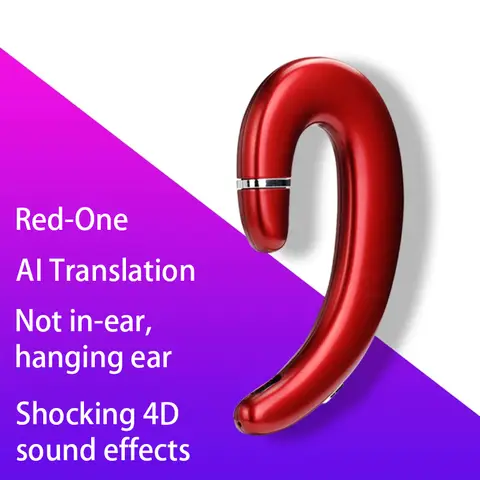 VoxorAI C6 Red Single-Ear AI Translation Headset, Real-Time Translation Supporting 130 Languages, Cool Bluetooth Gaming Headset for Learning, Travel, and Business