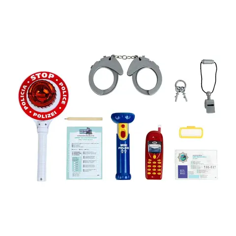 Theo Klein 8850 Polizei-Set | Besteht aus 10 Teilen | Inklusive batteriebetriebener Taschenlampe und Polizeikelle mit Licht | Verpackungsmaße: 40 cm x 32 cm x 4,5 cm | Spielzeug für Kinder ab 3 Jahren