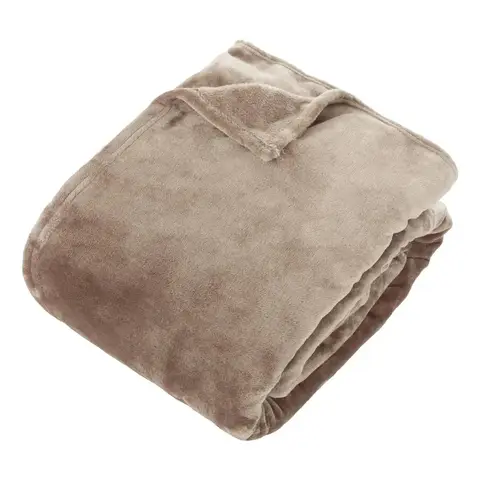 Atmosphera Couverture en flanelle beige lin 260x240cm d'Ollis