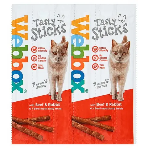 Webbox Tasty Sticks with Beef & Rabbit 6 Semi-Moist Tasty Treats 30g