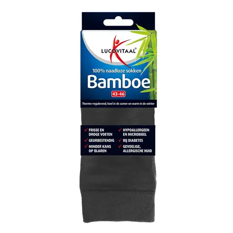 Lucovitaal Lange Sok Bamboe Maat 43–46 Antraciet