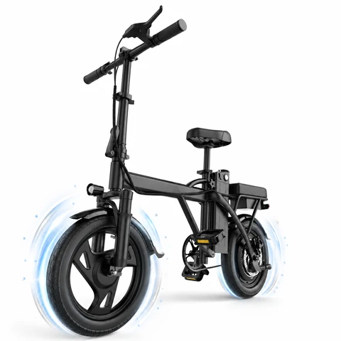 JUICEASE X14 PRO Vélo électrique pour adultes, Batterie amovible 48 V 9 Ah, Roues de 14 pouces, Autonomie de 40-64 km, Guidon pliable, Siège réglable, Frein à disque arrière, Facile à conduire