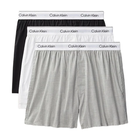 Calvin Klein 3 Pack Slim Boxers - Icon Cotton Stretch - Black, White, Grey L