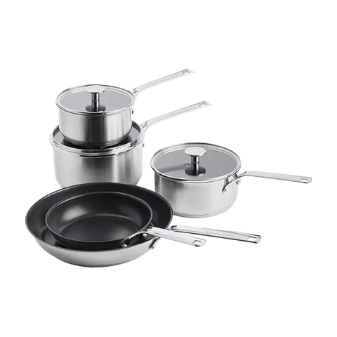Kitchen Aid 5-delige set: koekenpan 20cm, koekenpan 28cm, steelpan 16cm, steelpan 18cm, steelpan 20cm
