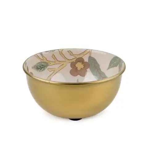 Candlelight Decorative Trinket Bowl Vintage Fruits Metal Gold D:13.5cm