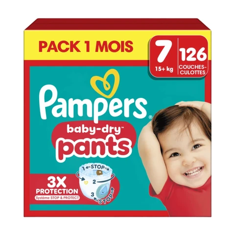 Culottes Bébé Baby-Dry Taille 7 Boîte Mega 126 unités