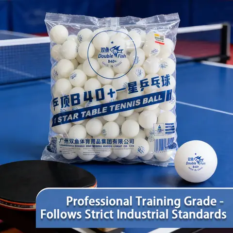Double Fish B40+ 1-Star Professional Training ABS Seamed Table Tennis Balls Bag of 100,white