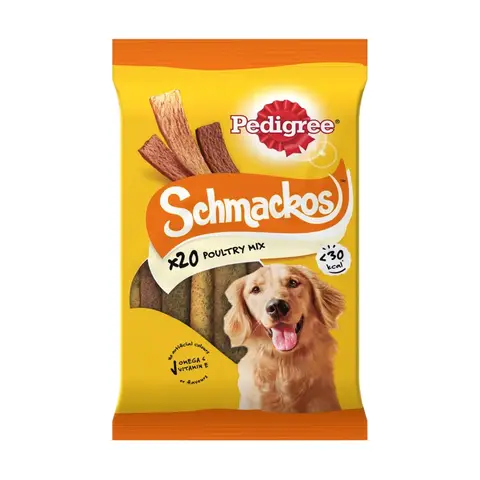 Pedigree Schmackos Adult Dog Treats Poultry Mix 20 Strips 144g