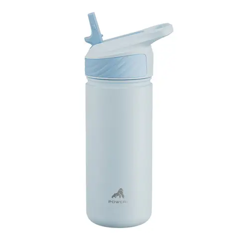 POWCAN by Meoky 18oz Single Spout Straw Sports Bottle -Blue