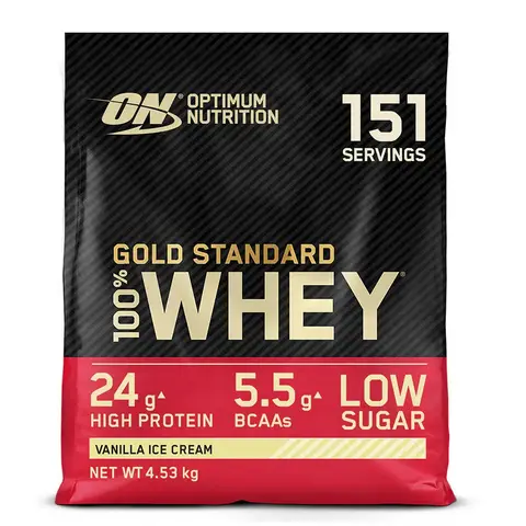 Optimum Nutrition Gold Standard 100% Whey Protein Vanille Eis Protein Nährwertcreme Geschmack - 4,53 kg