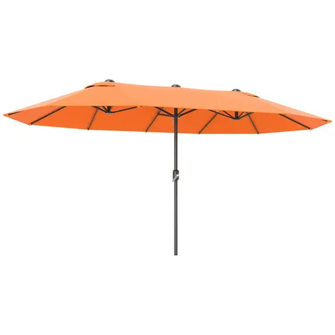 Outsunny 4.6m Large Garden Parasol Double-Sided Sun Umbrella Patio Market Canopy Shade Outdoor Orange - NO BASE