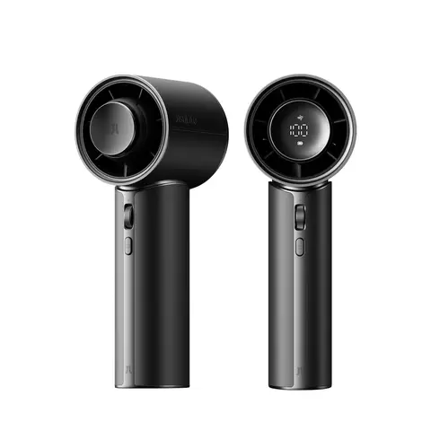 JISULIFE Ventilateur portable à main - un petit ventilateur en cuir PU doux, fonctionne pendant 30 heures, possède un module parfumé, 100 choix de vitesses. Idéal pour les voyages, l'extérieur, les concerts et les cadeaux - Noir