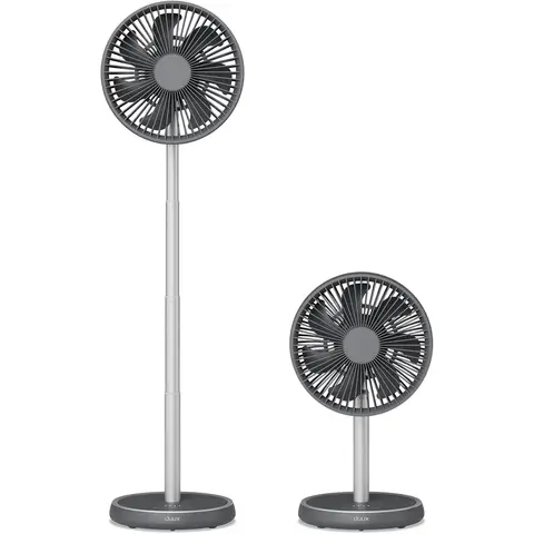 Duux Rize Personal Wireless Fan - 4 Variable Cooling Speeds, Telescopic Extendable Tube to Transform From Desk Fan to Standing Fan, Up to 15 Hours Battery, USB-C, Charcoal