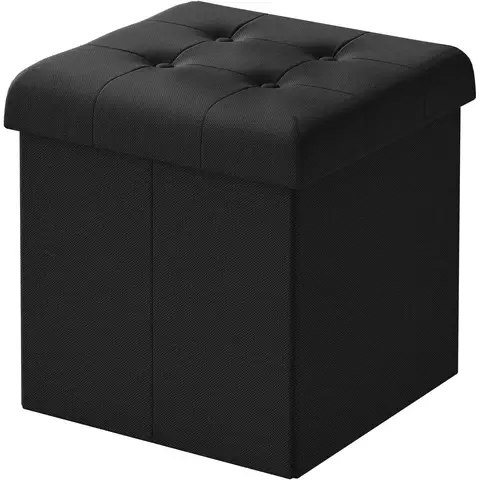 WOLTU 2er-Set Aufbewahrungsbank mit Stauraum, Sitzhocker Aufbewahrungsbox mit Deckel faltbar pflegeleicht 43L 37,5 x 38 x 37,5 cm belastbar bis 300 kg, Leinen MDF, Schwarz