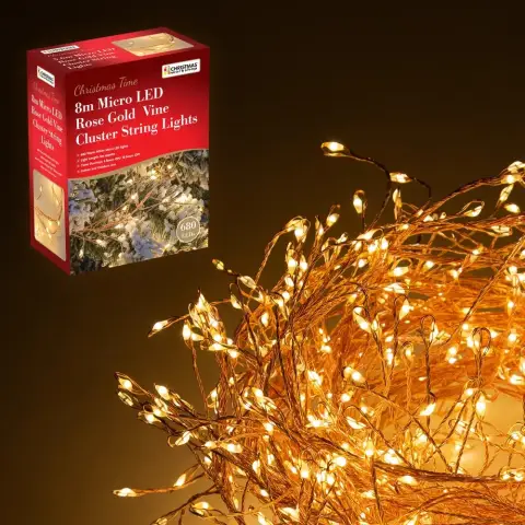 Christmas Workshop 8M 680 Micro LED Rose Gold Cluster String Lights