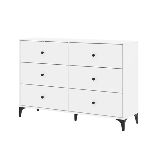 Galano Emory 6-Schubladen-Kommode - 119 x 35,3 x 80,8 cm, Schlafzimmermöbel - Weiß