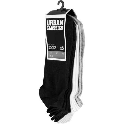 Urban Classics No-Show-socks 5-pack - zwart/wit/grijs - 39-42