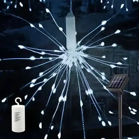 M.TK Hanging Led Starburst Light Firework Lamp，90 LEDs，Cold White Battery Operated for Christmas Outdoor Patio Garden