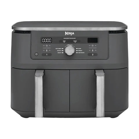 Ninja Dual Zone Digital Air Fryer, 2 Drawers, 6-in-1, Hot Air Fryer, 9.5 L, Hot Air Frying, Max Crisp, Roast, Bake, Warm, Dishwasher-Ready Baskets, Metallic Gray, DZ400EU