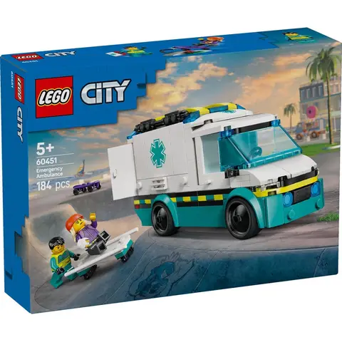LEGO City grote voertuigen spoedeisende ambulance bouwset - 60451, 2 minifiguren