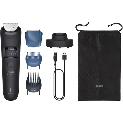 Philips Series 5000 Baardtrimmer mannen - 2 Trimkammen - Dockingstation- Waterproof - Haaropvangsysteem  - Zwart -  BT5780/15