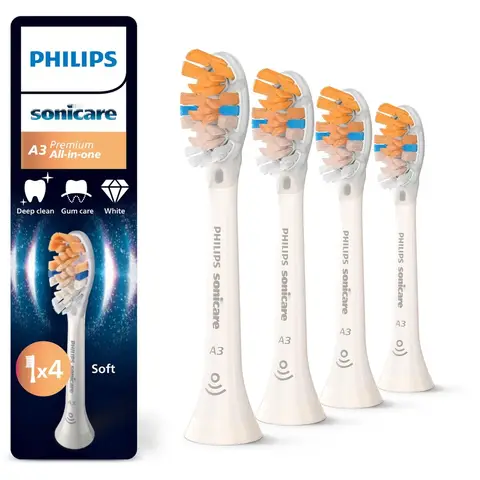 Philips Sonicare Premium All-in-One A3 – Opzetborstels voor Elektrische Tandenborstel – Wit – Verpakking van 4 - HX9094/87 