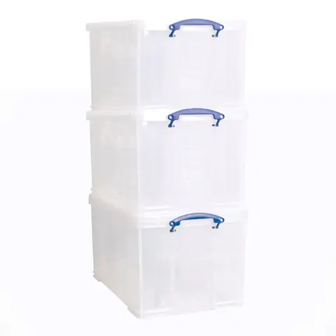 Really Useful Plastic Storage Box 84L Clear (Pack of 3)