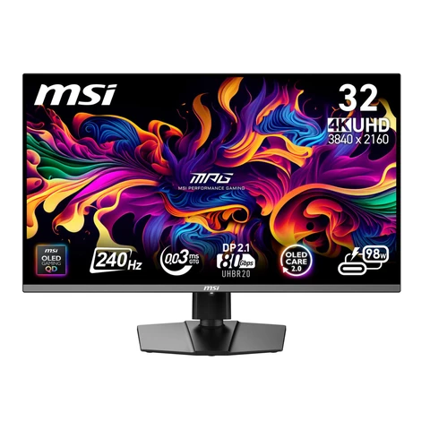 MSI MPG 322URX QD-OLED monitor 80 cm (31,5 inch) 3840 x 2160 pixels 4K Ultra HD Zwart