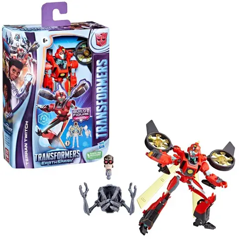 Hasbro Transformers Earthspark Deluxe klasse Terran Twitch actiefiguur - 12,5 cm, rood en goud