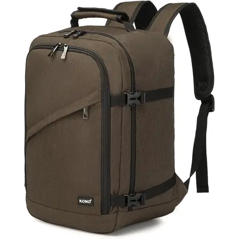 Kono Cabin Bag 40x20x25 für Ryanair Unterseat Reise-Handgepäck Rucksack Kabingröße 20L Braun W25*D20*H40cm
