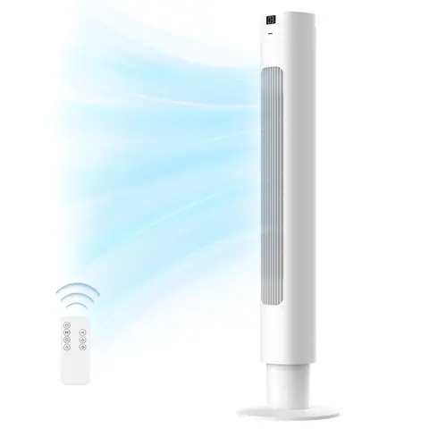 Ventilateur cologne 100 cm avec télécommande, oscillation à 90°, affichage LED & minuterie de 9 h 3 modes, 4 vitesses, affichage de la température ambiante, mode veille, 15–25 m²