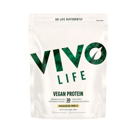 Vivo Life Clean Vegan Protein Madagascan Vanilla Protein Nutrition Powder Flavour - 900g