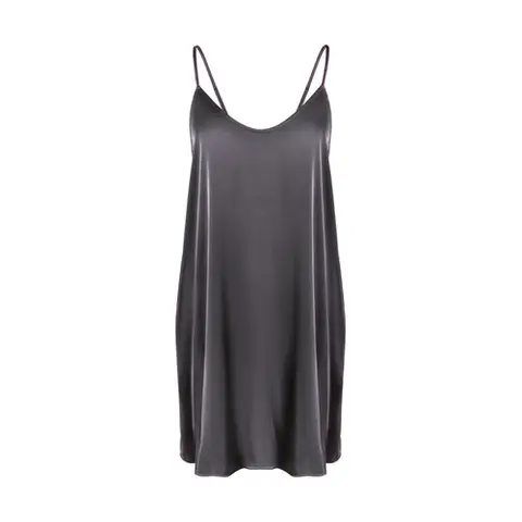 IZURIA round-neck dark grey silk-like suspender dress  XL