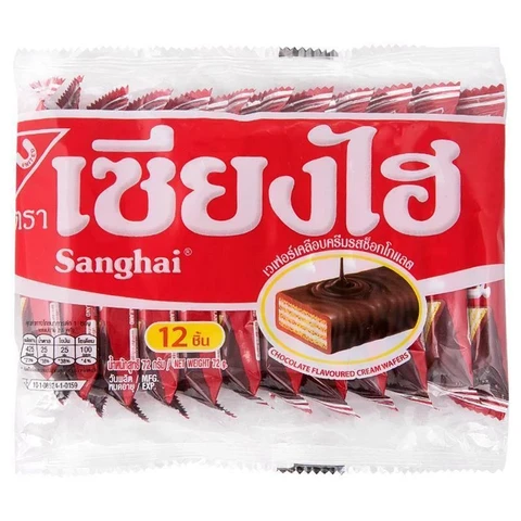 Sanghai Waffel Thai Snack Schokoladencreme-Waffeln 72g