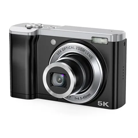 Appareil photo numérique Songdian 5K 56MP pour la photographie avec zoom optique 10X et caméras avant et arrière pour étudiants, adolescents et débutants - noir