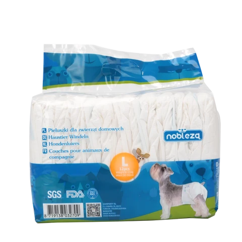 Nobleza PET DIAPERS/L/L49*W32cm/White/Female dog/12pcs/UKStrong water absorption;Easy to use;Adjustable size