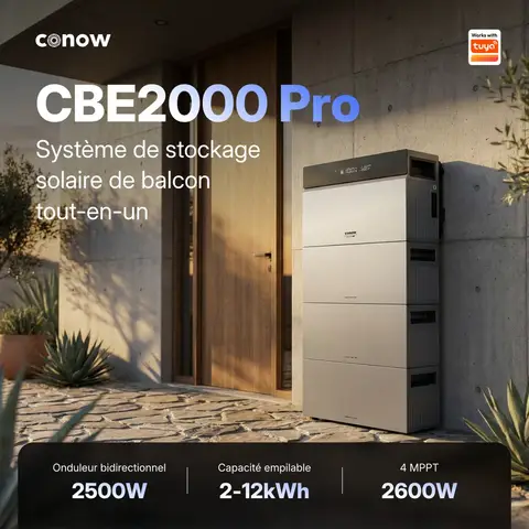 CONOW CBE2000 Pro 2,5 kW Batterie Solaire Tout-en-Un pour Balcon 2 kWh - 12 kWh
