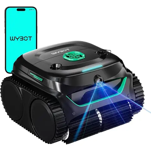 [Nouvelle Vision IA + Skimmer Solaire 399 €] WYBOT (Nouveau Modèle) C2 Caméra Robot de Piscine Sans Fil Vision IA avec Batterie, Robot de Piscine pour Fond et Parois, Filtration à Deux Niveaux, Aspiration Puissante, pour Piscines Enterrées jusqu'à 180 ㎡