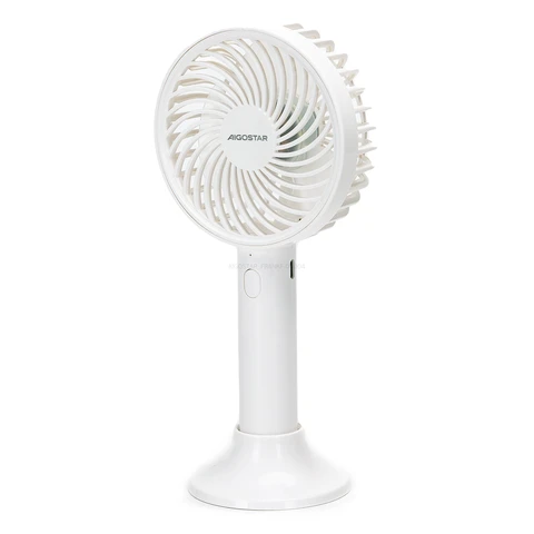 Aigostar Handventilator, 4 Zoll, 3 Flügel, 3 Geschwindigkeiten, 1500 mAh, Weiß