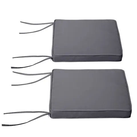 Outsunny Lot de 2 Coussins de chaise de jardin Coussin chaise extérieur Coussins d'assise déhoussables Rembourrage 5 cm Tissu Polyester dim. 45L x 45l cm Gris foncé