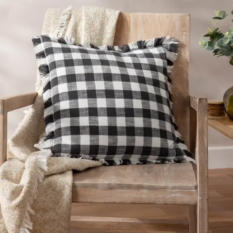 Yard Cushion Barton Check Square Black 45x45cm