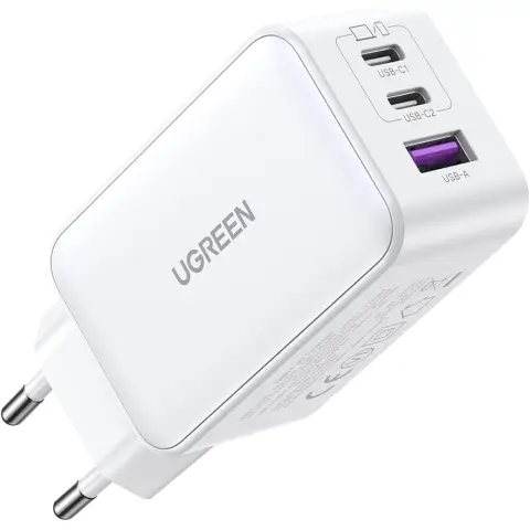 UGREEN USB-A+2xUSB-C 65W GaN Tech Ladegerät, White