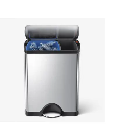 Simplehuman 46L Rectangular Recycling Bin, Brushed Stainless Steel