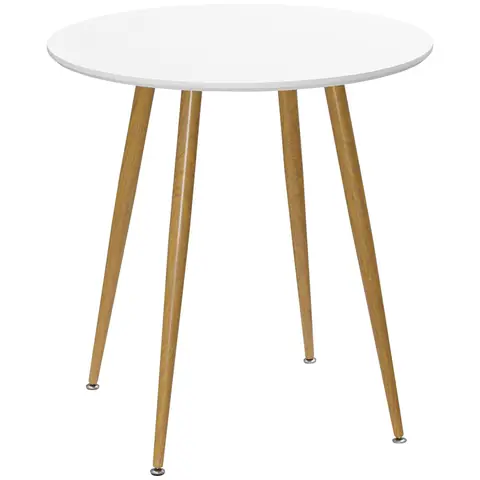 HOMCOM Dining Table Scandi Round White/Oak Effect 72cm