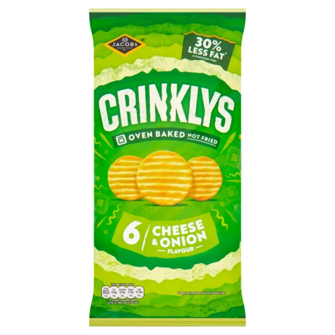Jacob's Crinklys Cheese & Onion Snacks Multipack 6X23g