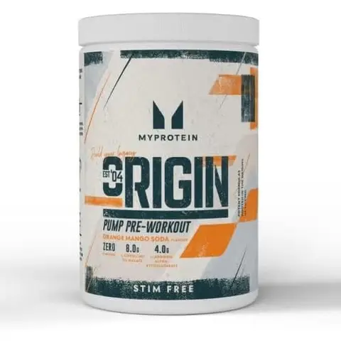 MyProtein Origin Pre Workout Stim Free Orange Mango Soda Pre-Workout Energy Support Powder - 30 Servings
