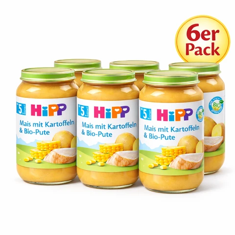 Hipp Mais mit Kartoffeln und Bio-Pute ab 5. Monat 6 x 190 g