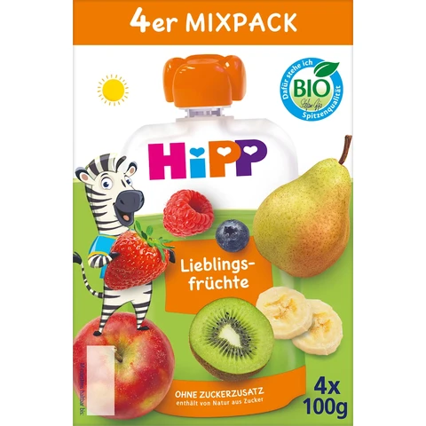 HiPP Quetschbeutel Mixpack Lieblingsfrüchte (ab 1 Jahr) 4 x 100 g