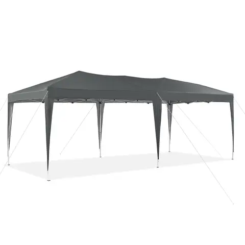 CLIPOP 3 x 6 m Gazebo Marquee Tent Water Resistant Anti-UV Garden Canopy Tent with Heavy Duty Steel Frame and Carrying Bag for Outdoor Wedding Garden Party Family Grey