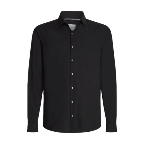 Calvin Klein Poplin Stretchen Slim Fit T-shirt - zwart - heren - maat 44